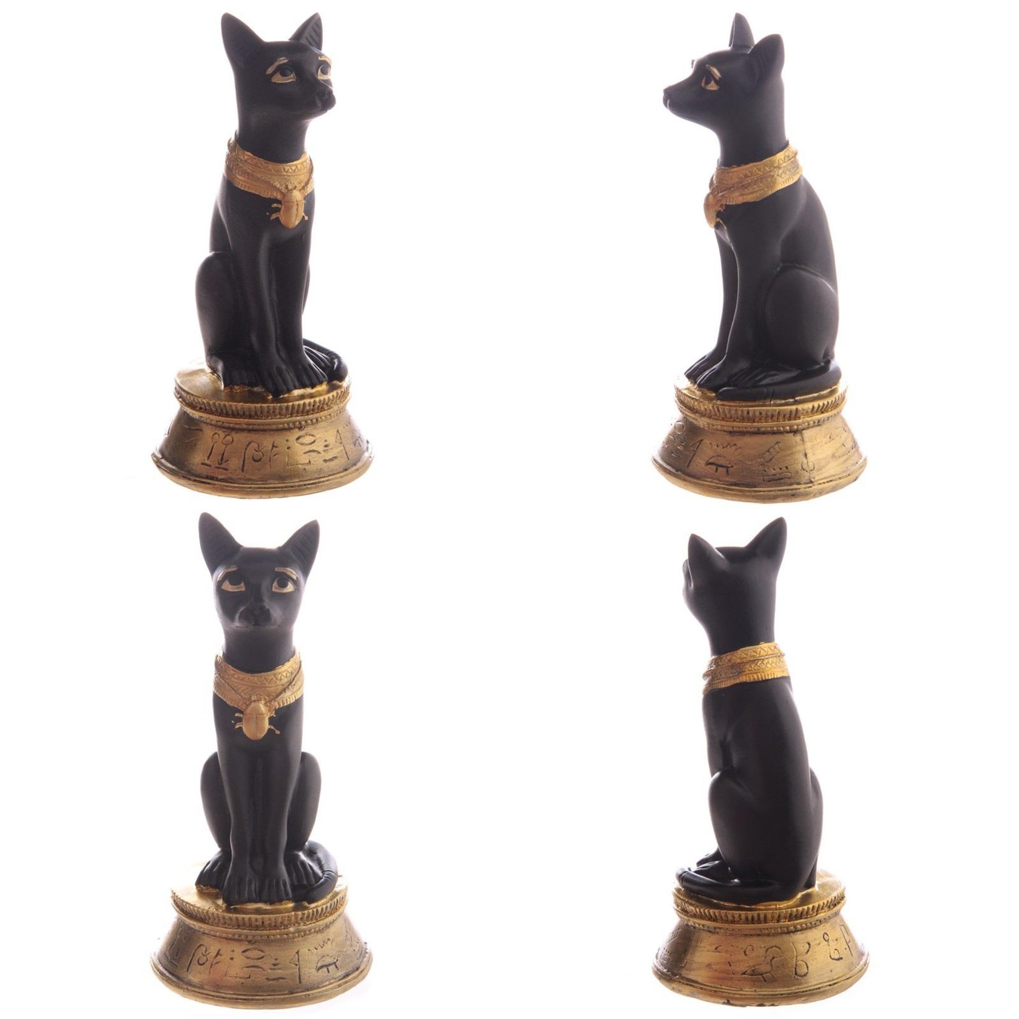 Voir la diapositive 2 : Eden Statuette déesse bast assise avec collier scarabée