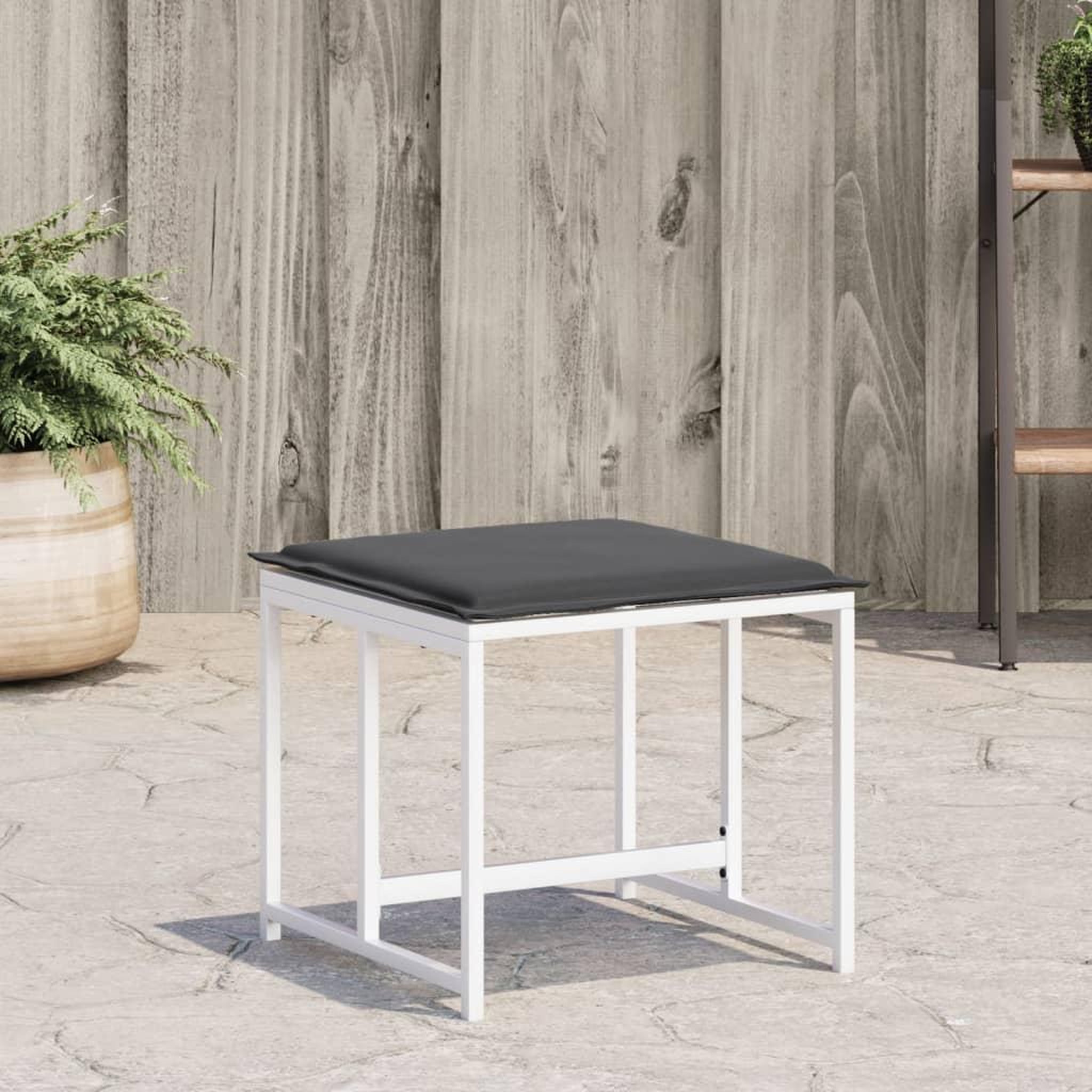 VIDAXL Tabourets de jardin avec coussins 4pcs blanc acier et textilene