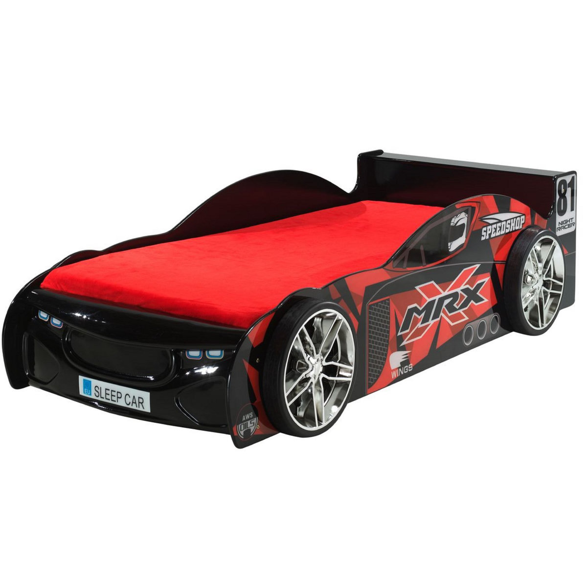 Lit enfant en forme de voiture de course avec sommier 90x200 SPEED