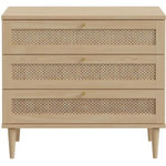MARKET24 Commode - 3 tiroirs - Décor Chene- Cannage - L90,4 x P41,4 x H80 cm - CALASETTA