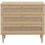 Voir la diapositive 1 : MARKET24 Commode - 3 tiroirs - Décor Chene- Cannage - L90,4 x P41,4 x H80 cm - CALASETTA