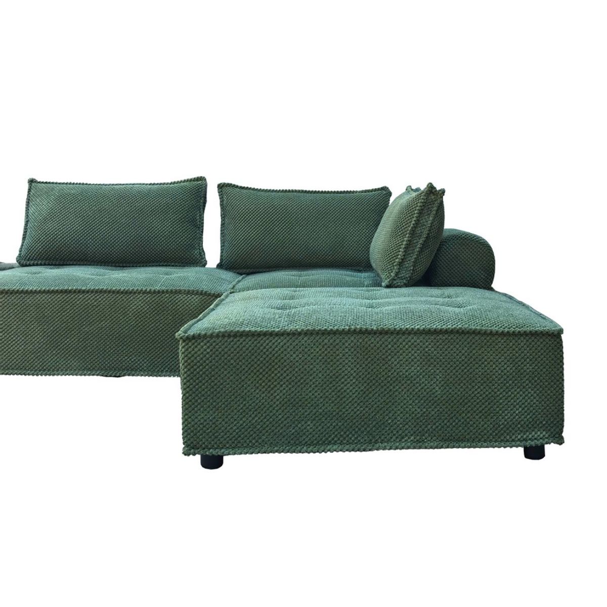 CONCEPT USINE Canapé d'angle modulable 4 places en velours texturé vert STAVA