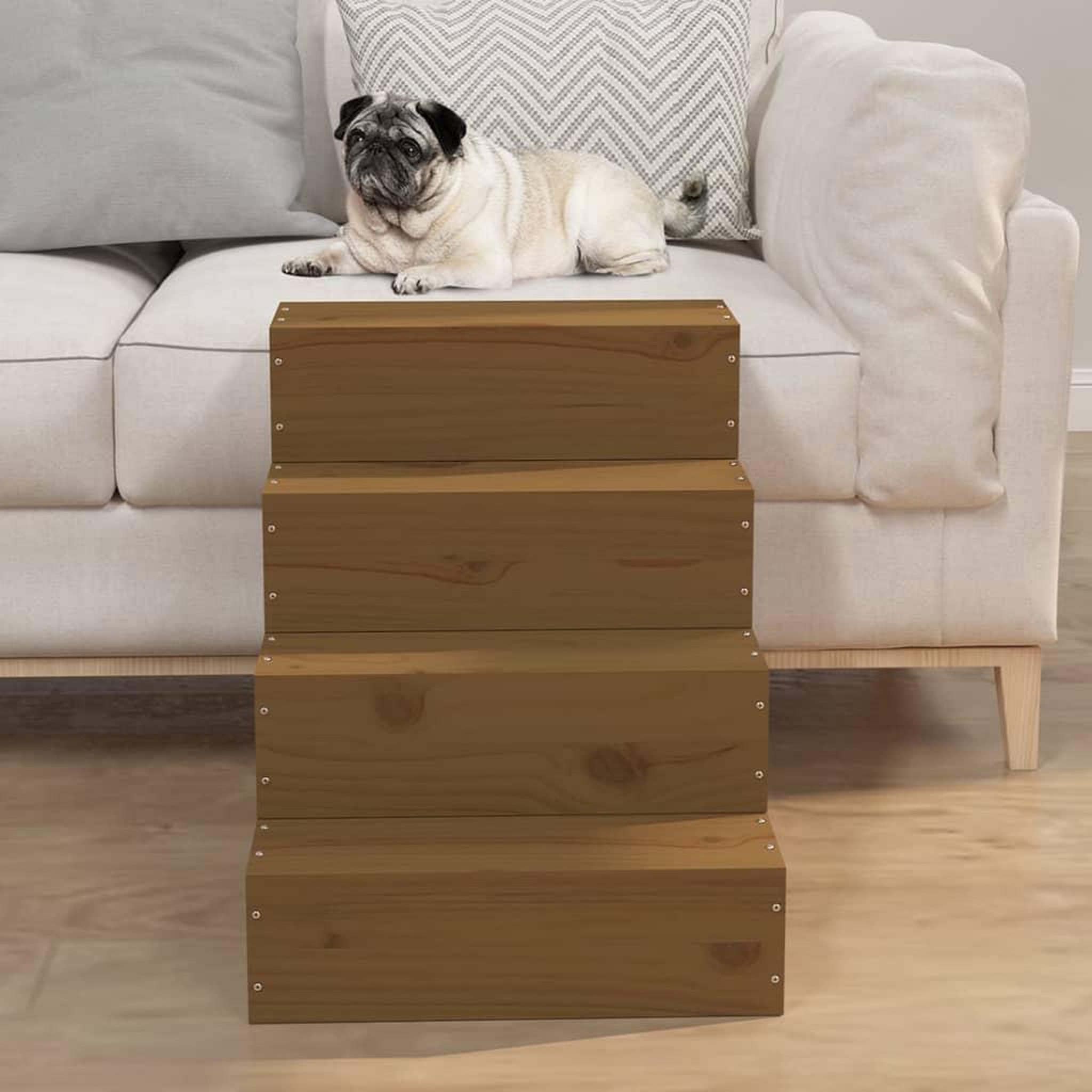 Voir la diapositive 3 : VIDAXL Escalier animaux de compagnie Marron miel 40x49x47 cm Bois pin