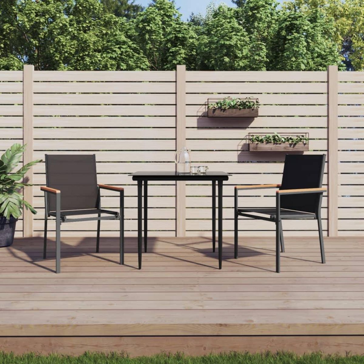 VIDAXL Chaises de jardin lot de 2 noir 55x61,5x90cm textilene et acier