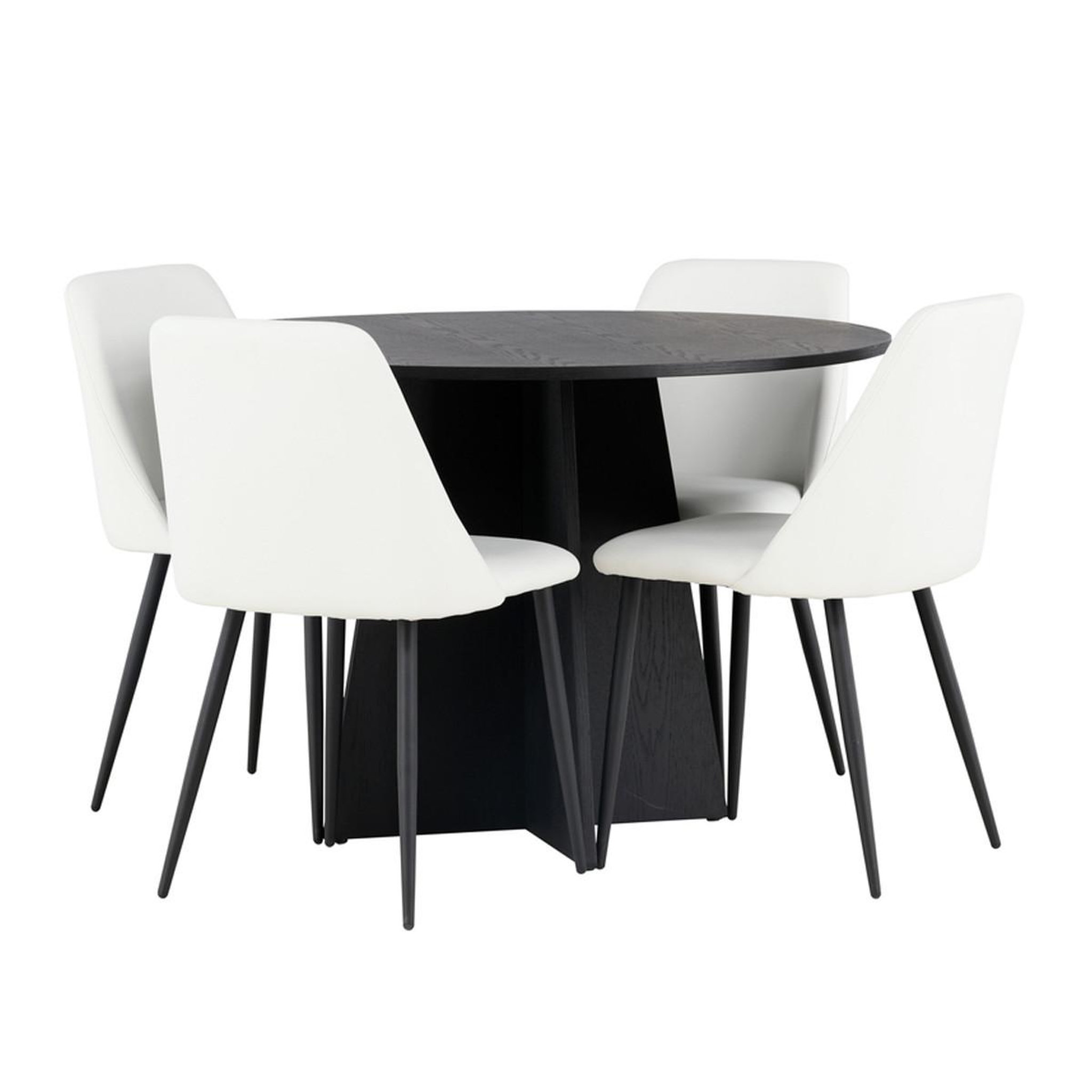 Paris Prix Ensemble table à manger & 4 chaises  bootcut & night  110cm blanc & noir