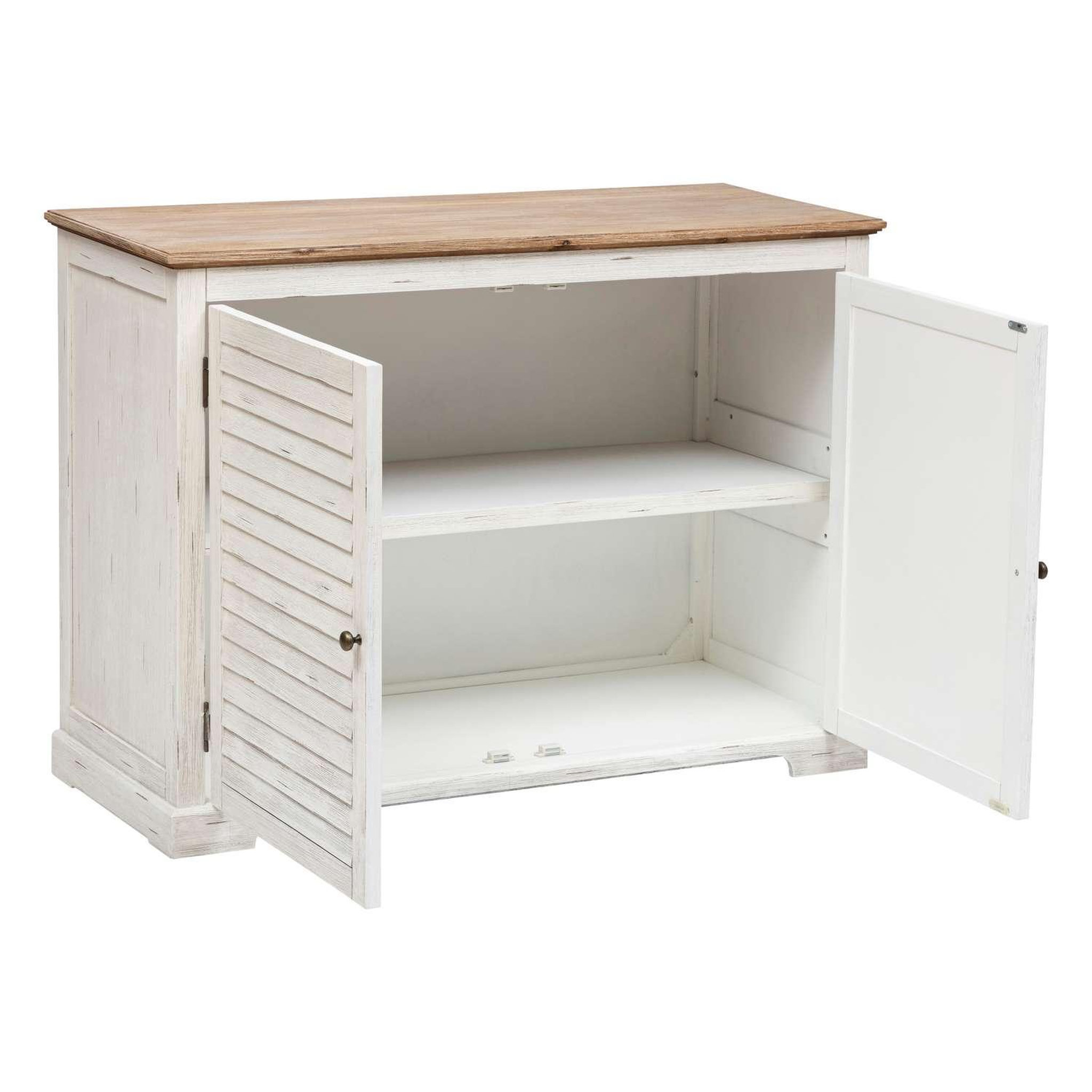 Voir la diapositive 3 : ATMOSPHERA Buffet 2 portes en bois OLBIA - Blanc et beige