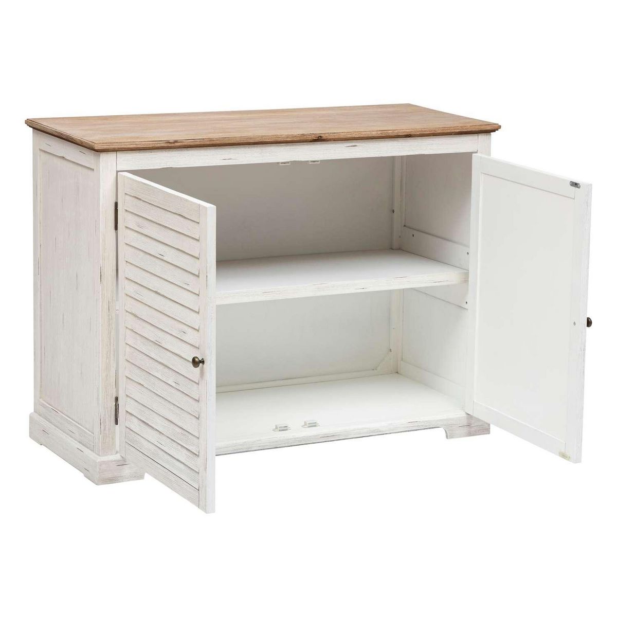 ATMOSPHERA Buffet 2 portes en bois OLBIA - Blanc et beige