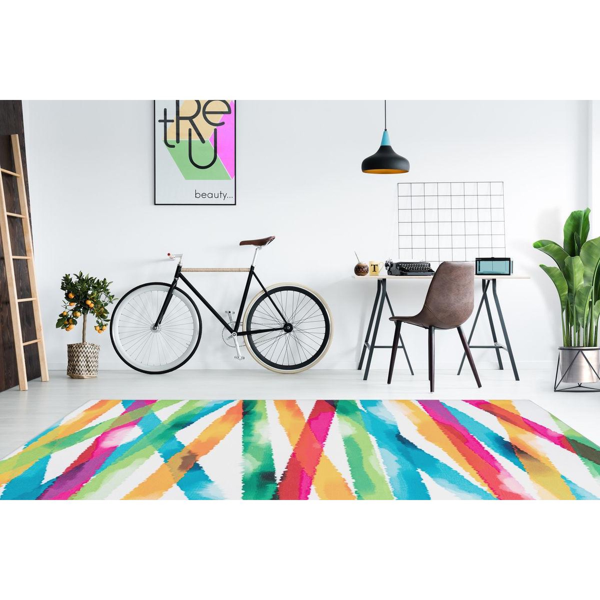 Voir la diapositive 2 : Paris Prix Tapis Rétro à Poils Courts  Galaxy V  Multicolore
