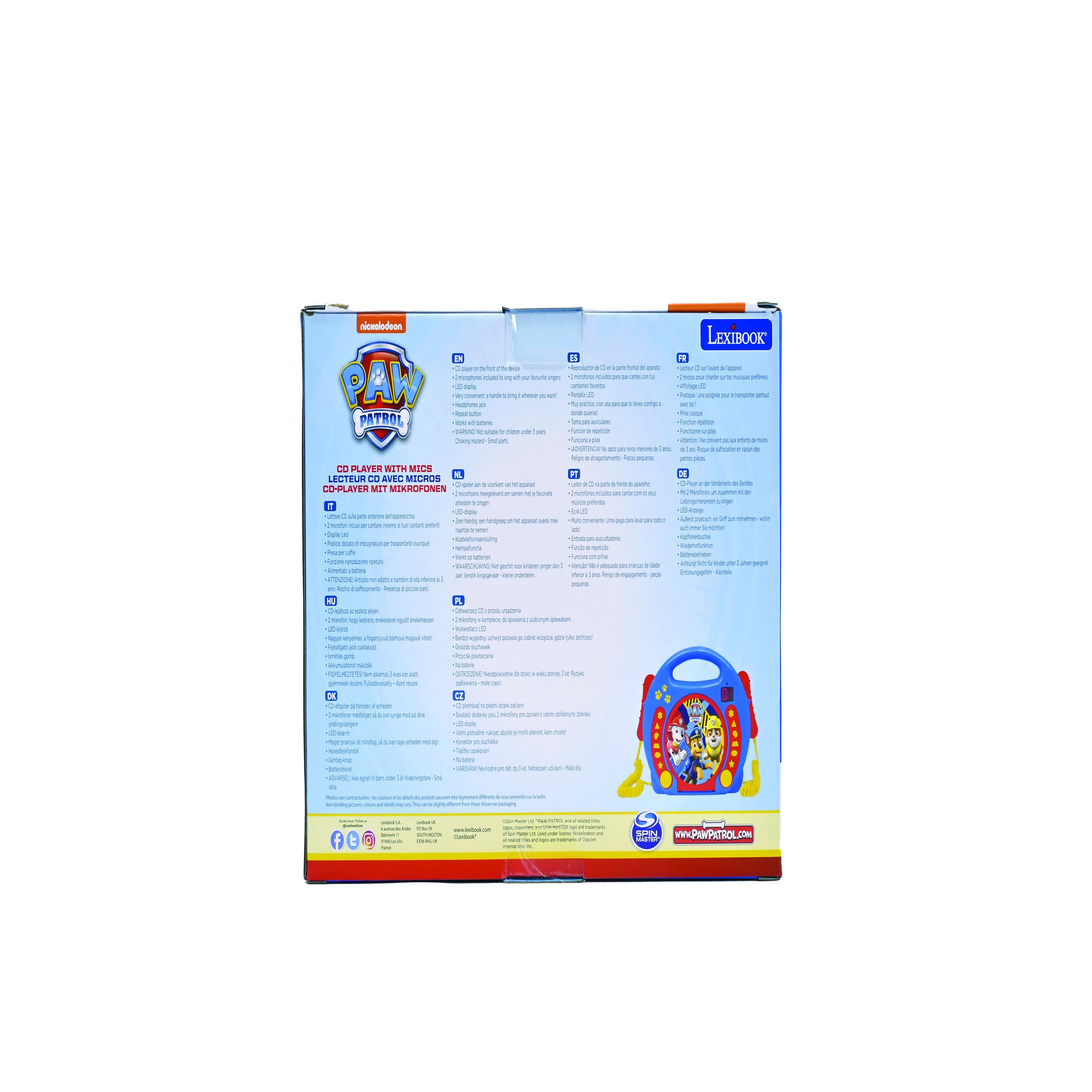 Voir la diapositive 5 : Lexibook Lecteur CD portable avec 2 microphones Pat Patrouille