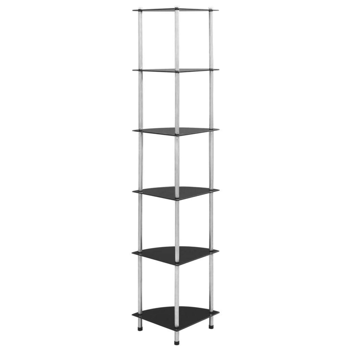 VIDAXL Etagere a 6 niveaux Noir 30x30x160 cm Verre trempe