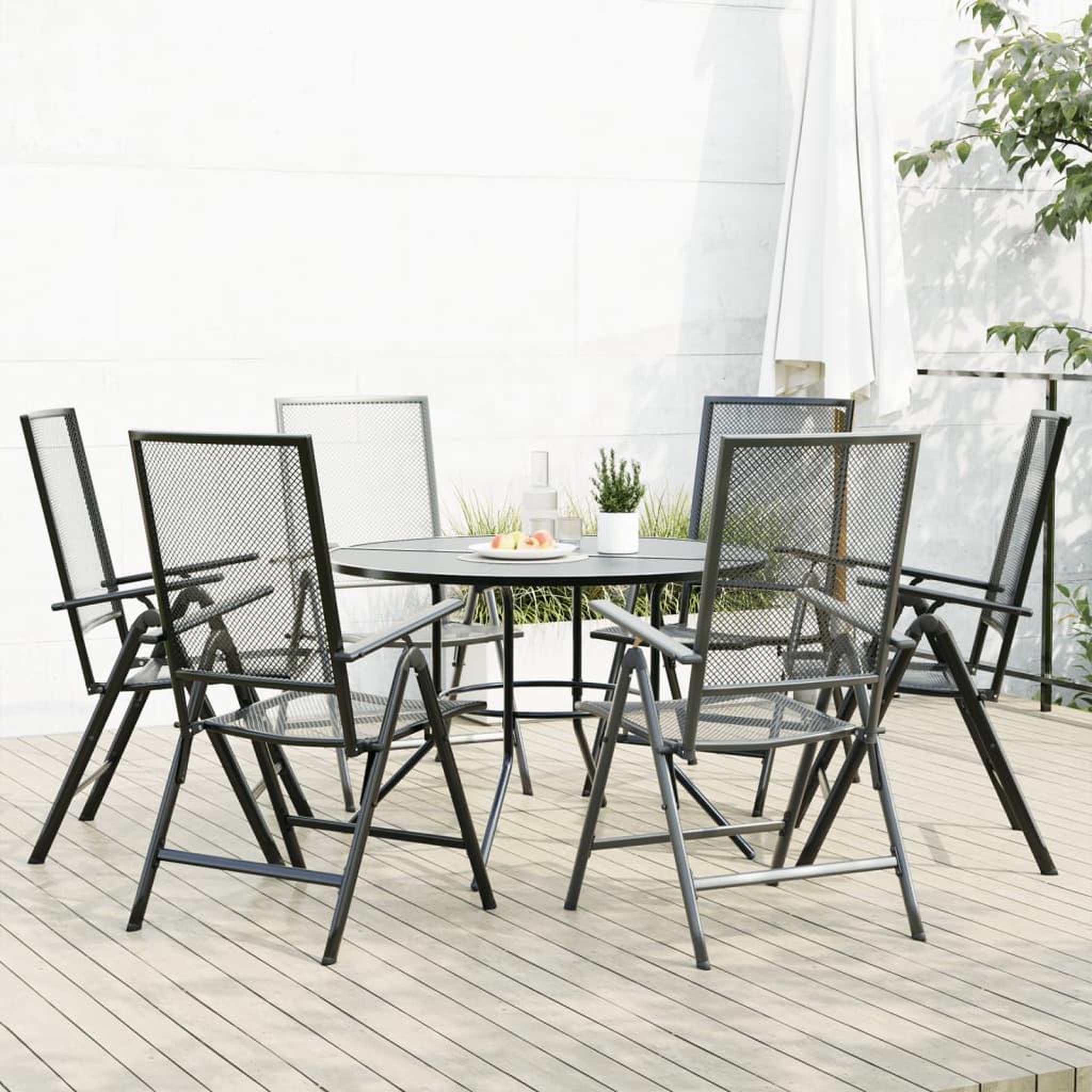 VIDAXL Ensemble de chaises de jardin inclinables 7 pcs anthracite