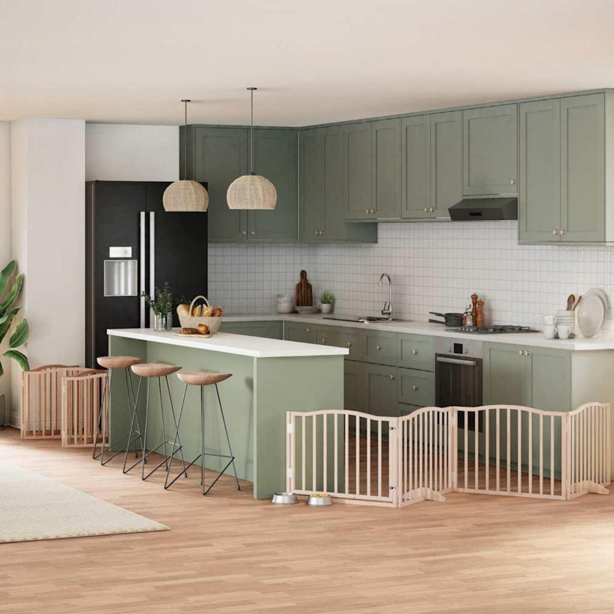 VIDAXL Barriere pour chien porte pliable 12 panneaux bois de peuplier