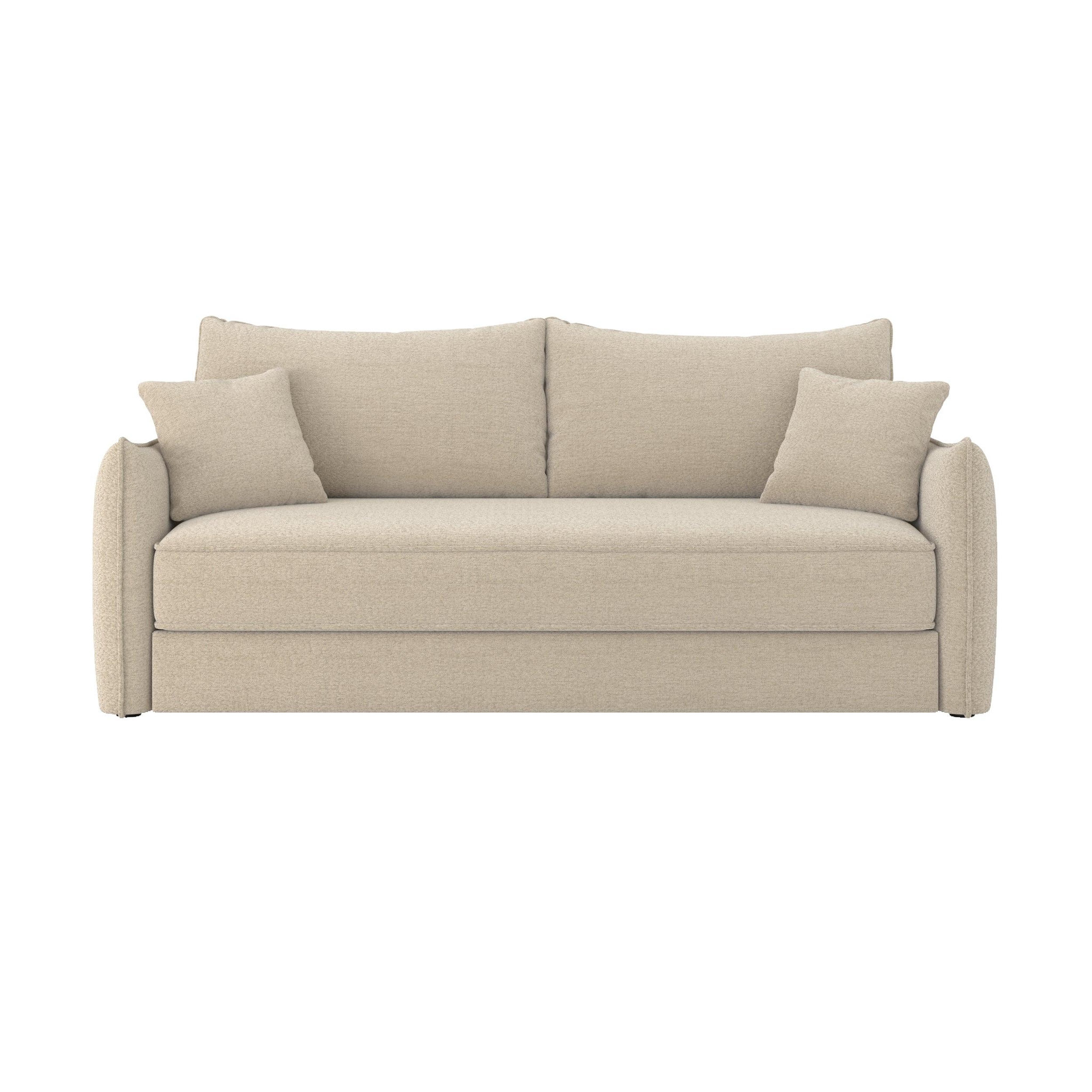 MAISON PAVANE Canapé convertible 3 places en tissu effet lin beige-céleste