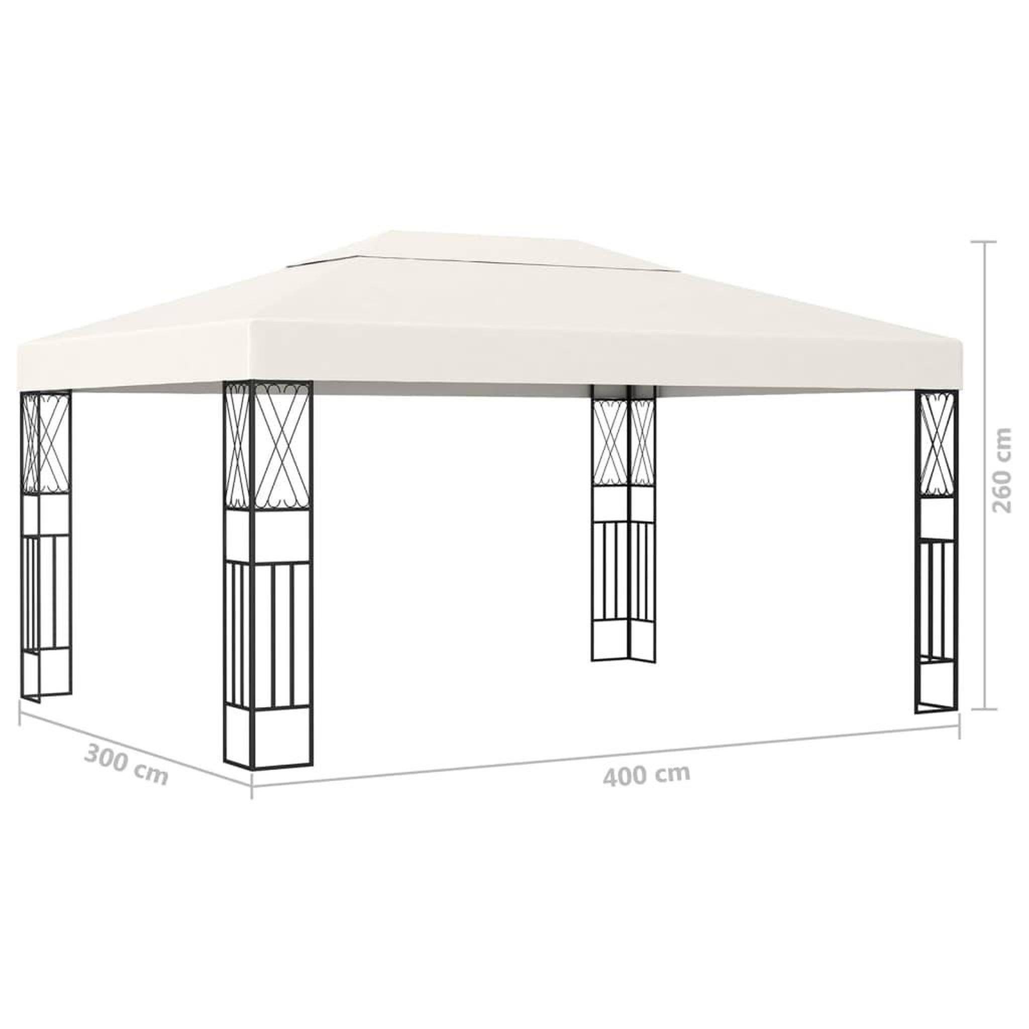 Voir la diapositive 6 : VIDAXL Tonnelle avec guirlande lumineuse a led 3x4 m creme tissu