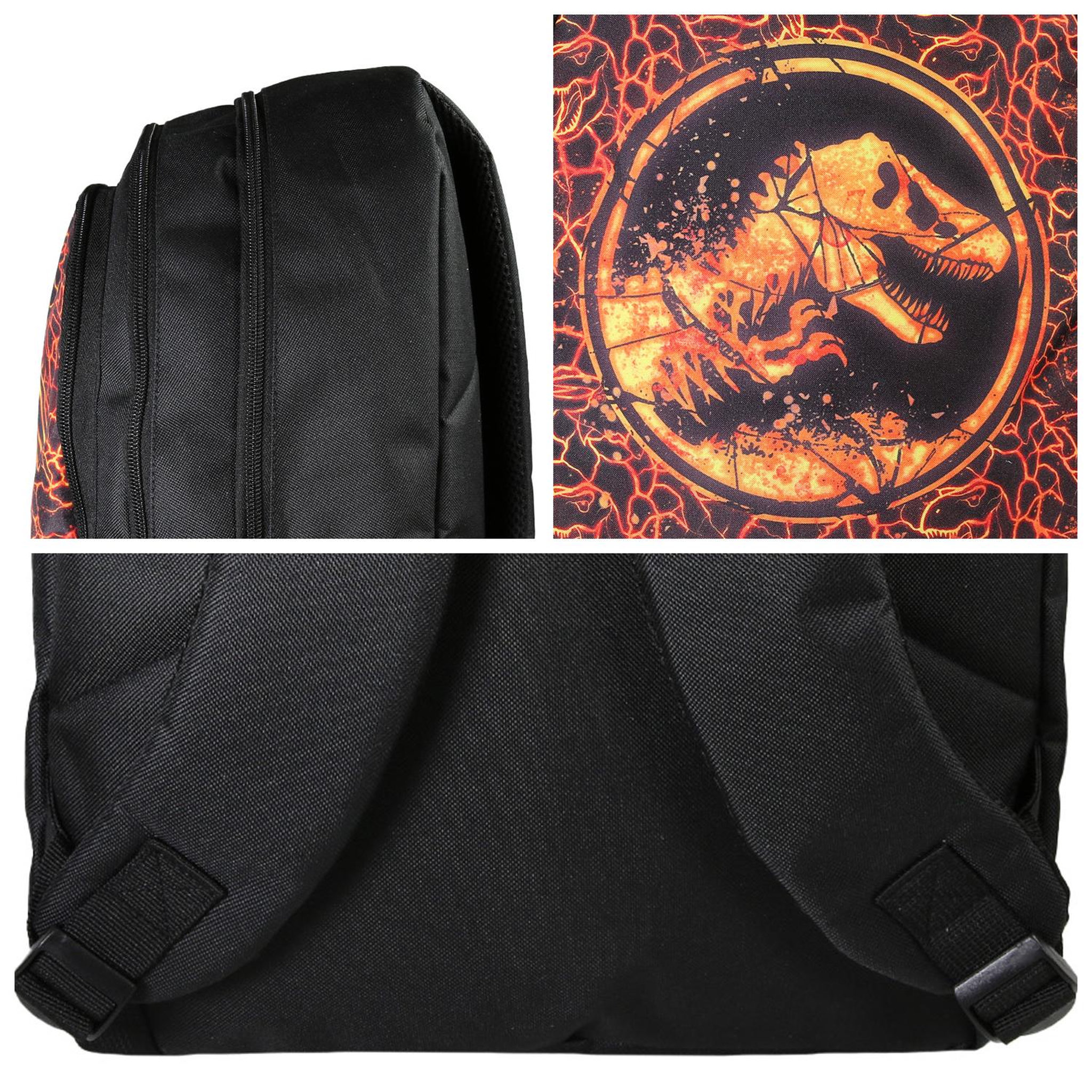 Voir la diapositive 5 : Bagtrotter Bagtrotter - Jurassic World - Sac à Dos Scolaire - Noir - 2 Compartiments Zippés - 1 Poche Zippée - 32x16x46cm - Bretelles Matelassées - Dos Matelassé - Matière Polyester - Sac à Dos Scolaire Primaire