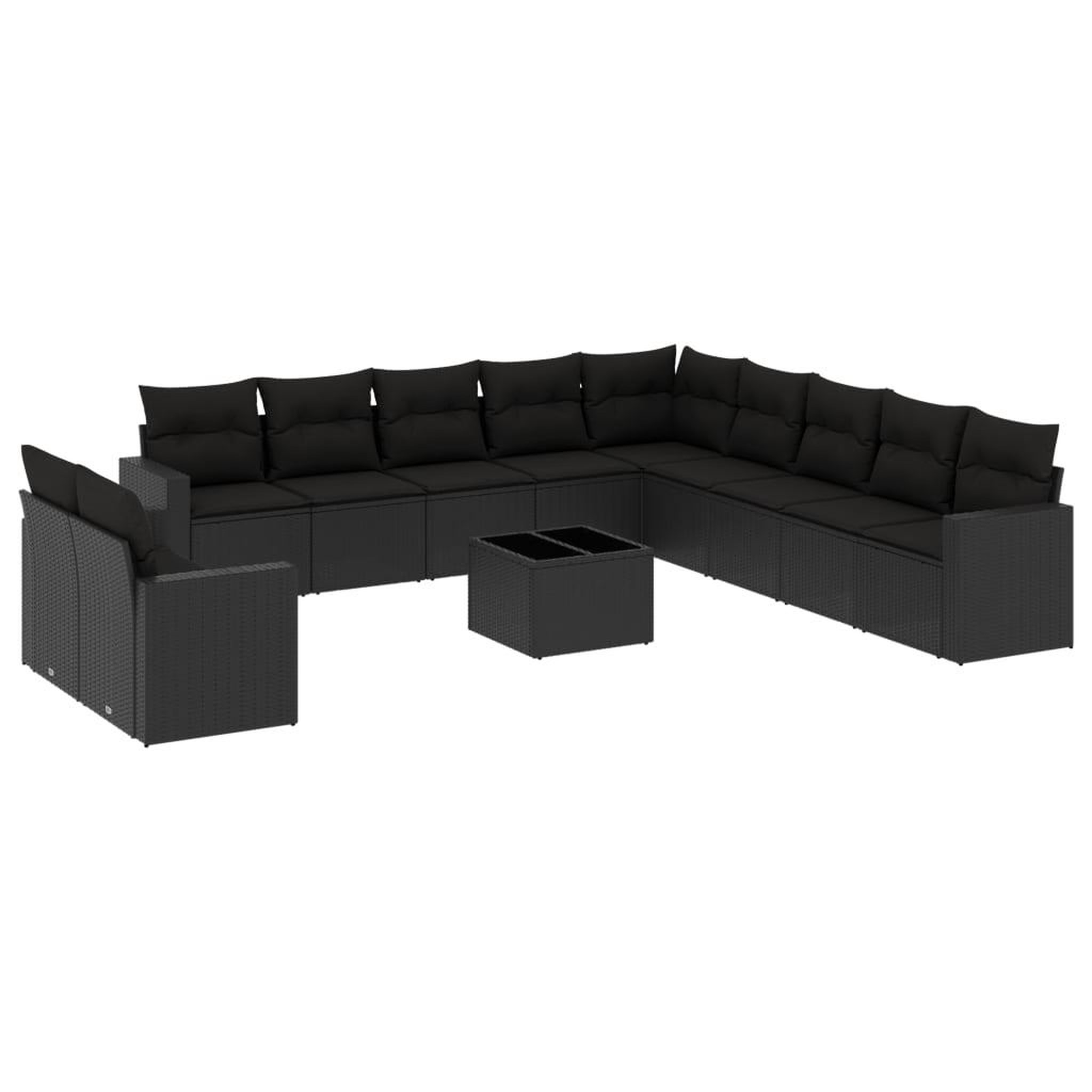 Voir la diapositive 2 : VIDAXL Salon de jardin 12 pcs avec coussins noir resine tressee