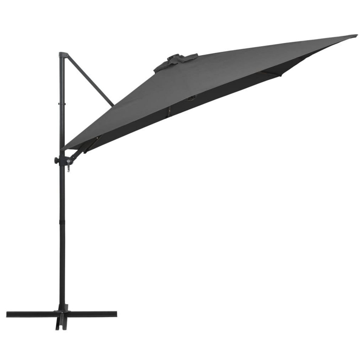 VIDAXL Parasol de jardin en porte-a-faux lumieres LED et mat en acier