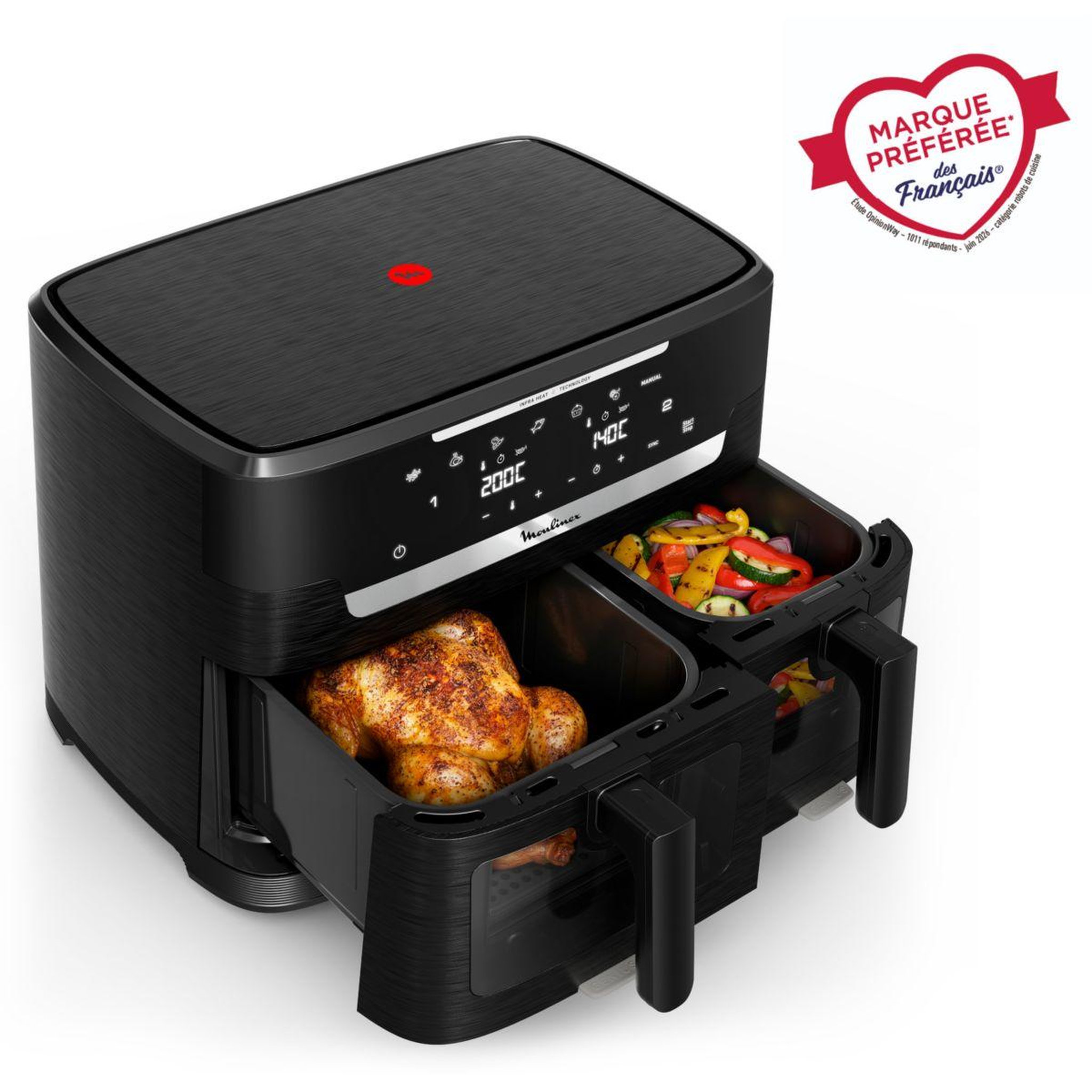 MOULINEX Friteuse sans huile XXL DUAL EASY FRY INFRARED EZ9478F0