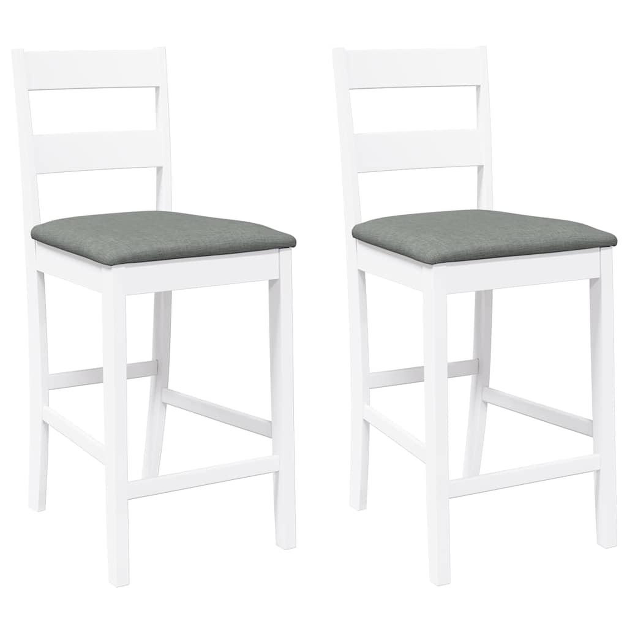 Voir la diapositive 2 : VIDAXL Tabourets de bar avec coussins 2 pcs blanc bois massif d'hevea