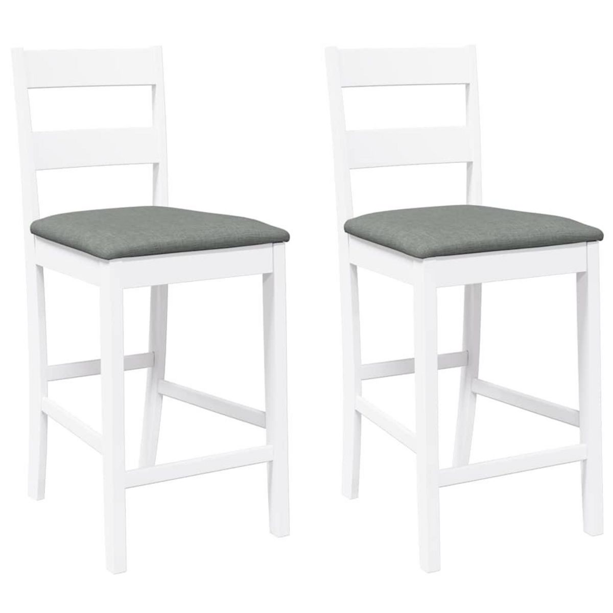 VIDAXL Tabourets de bar avec coussins 2 pcs blanc bois massif d'hevea