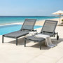 Voir la diapositive 4 : CONCEPT USINE Lot de 2 bains de soleil inclinables gris foncé avec roues en aluminium CUBA