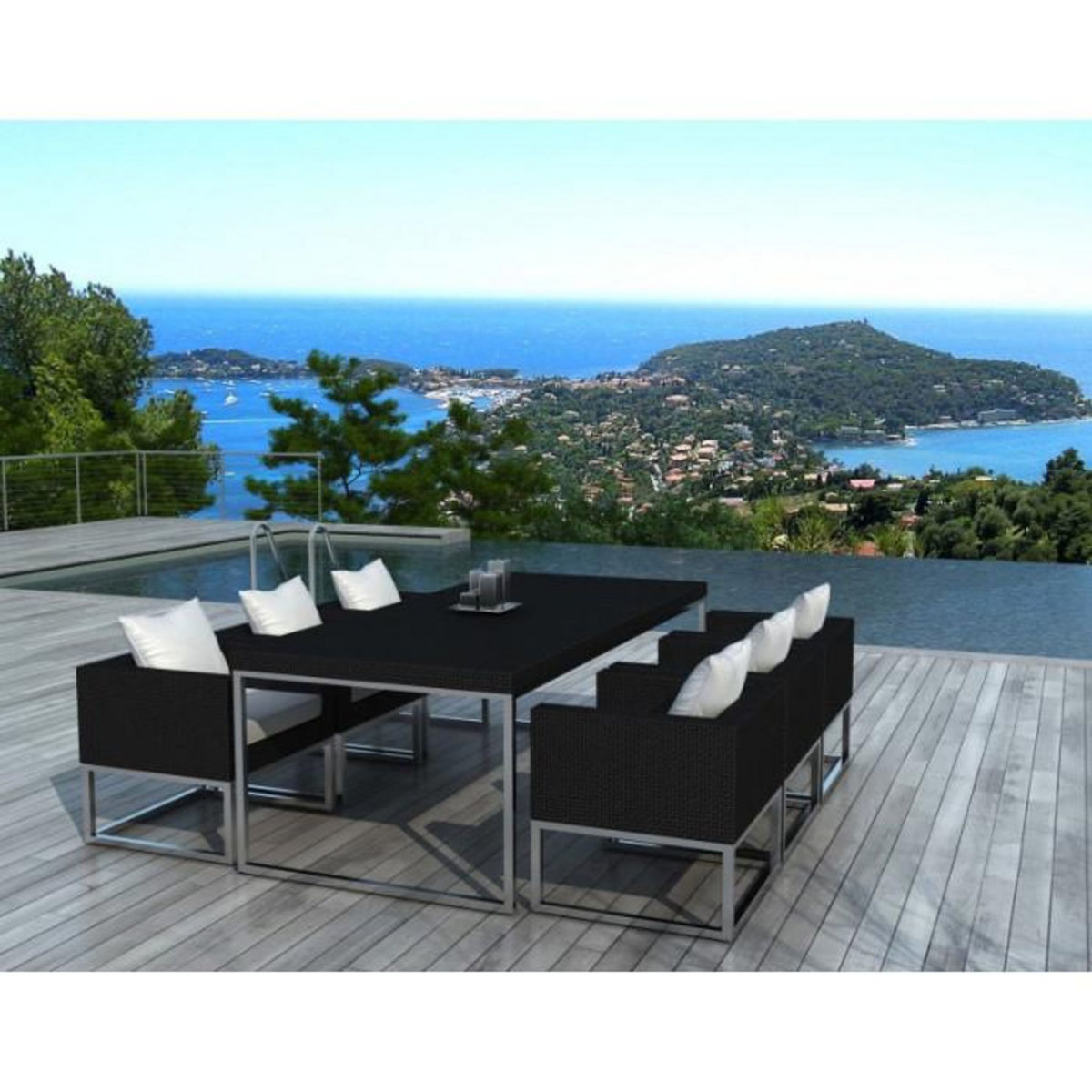 Paris Prix Table & 6 Fauteuils de Jardin  Bali  200cm Noir