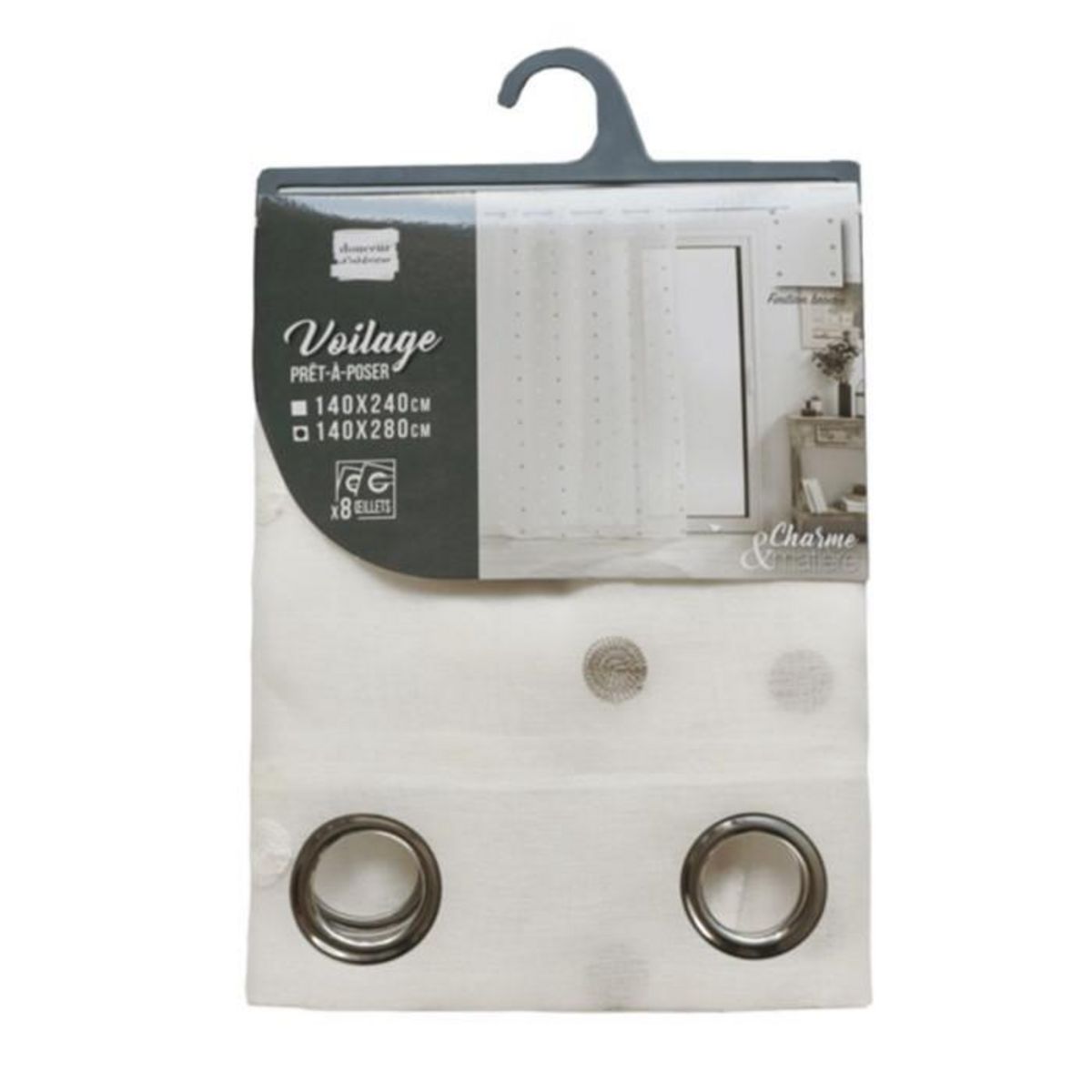 Paris Prix Rideau Voilage à Œillets  Lorna  140x280cm Blanc