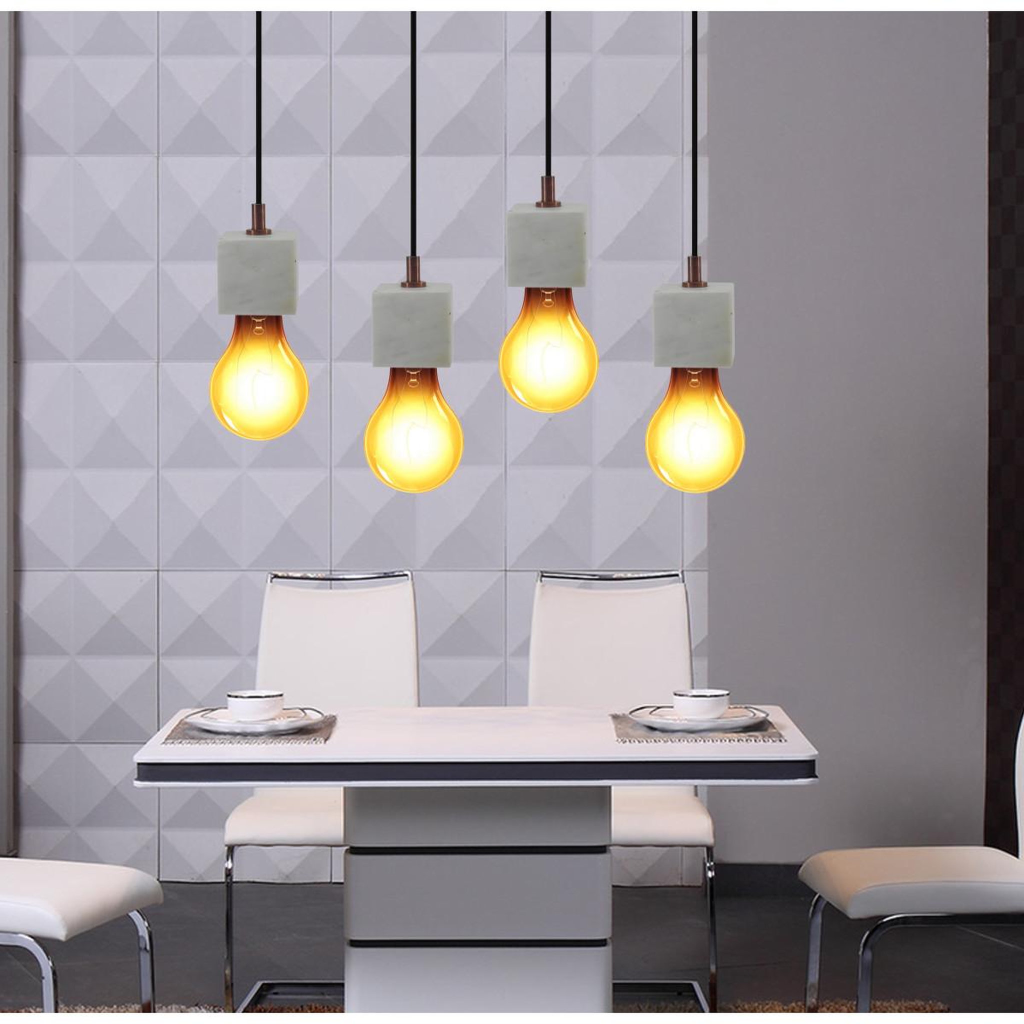 Voir la diapositive 3 : Paris Prix Lampe Suspension en Marbre  Sigma III  11cm Blanc