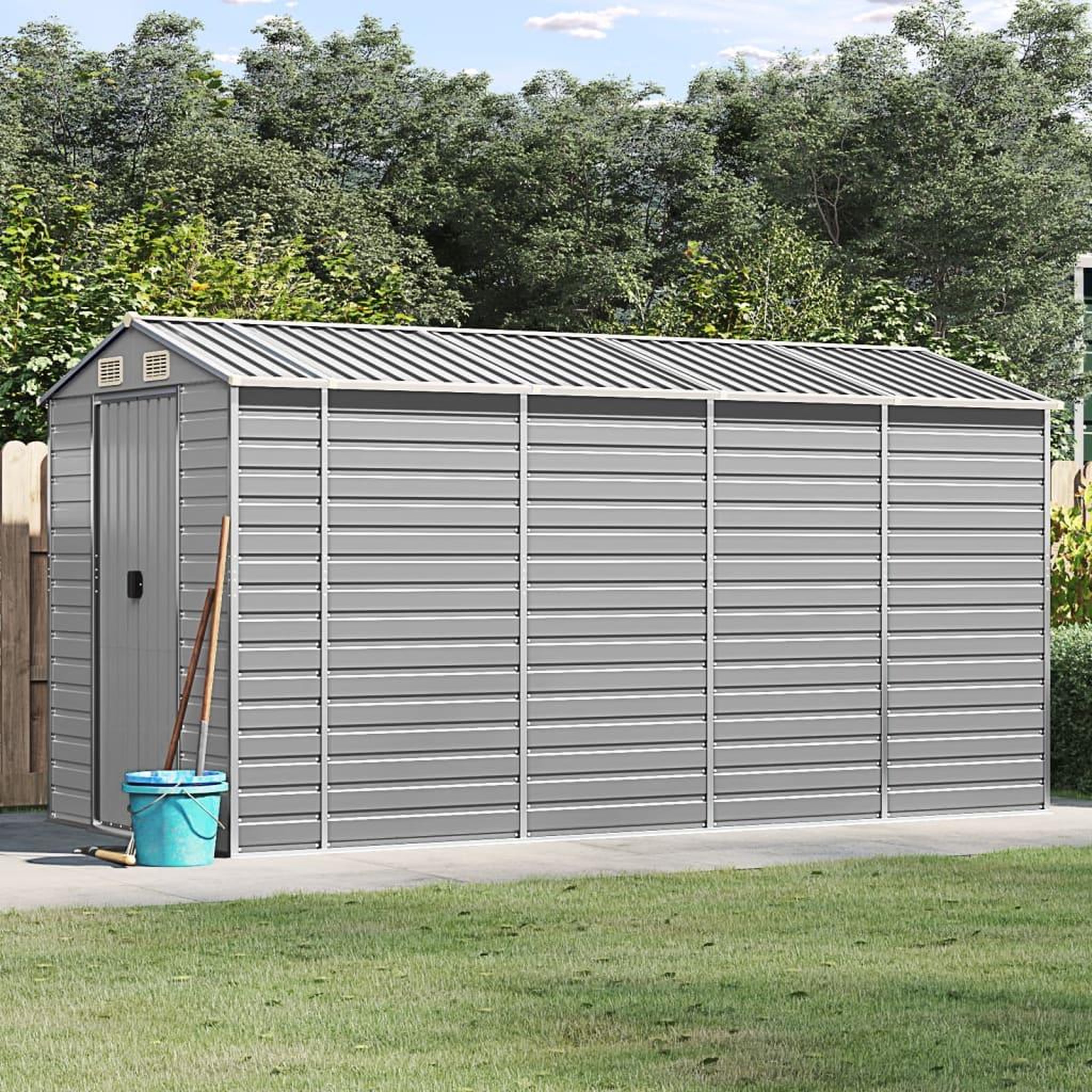 VIDAXL Abri de jardin gris clair 191x385x198 cm acier galvanise