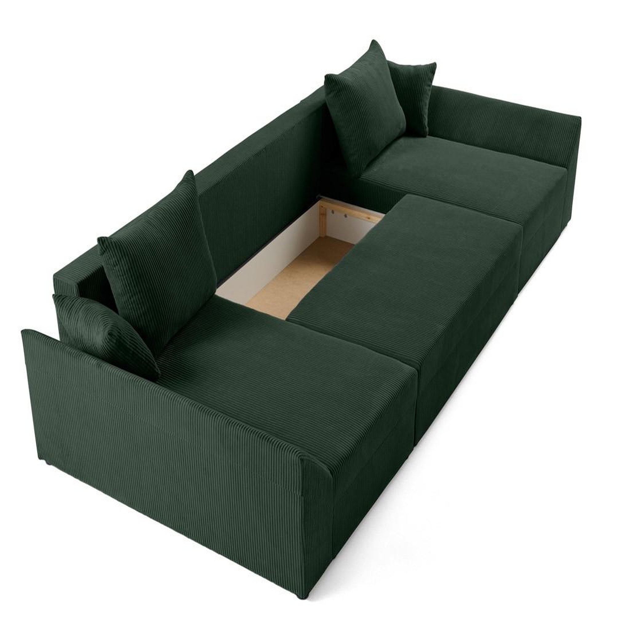 Voir la diapositive 2 : BEST MOBILIER Mike - canapé panoramique en u - 7 places - convertible avec coffre - en velours côtelé