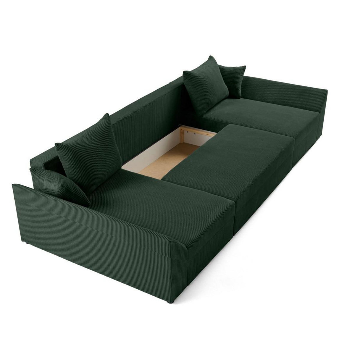 BEST MOBILIER Mike - canapé panoramique en u - 7 places - convertible avec coffre - en velours côtelé