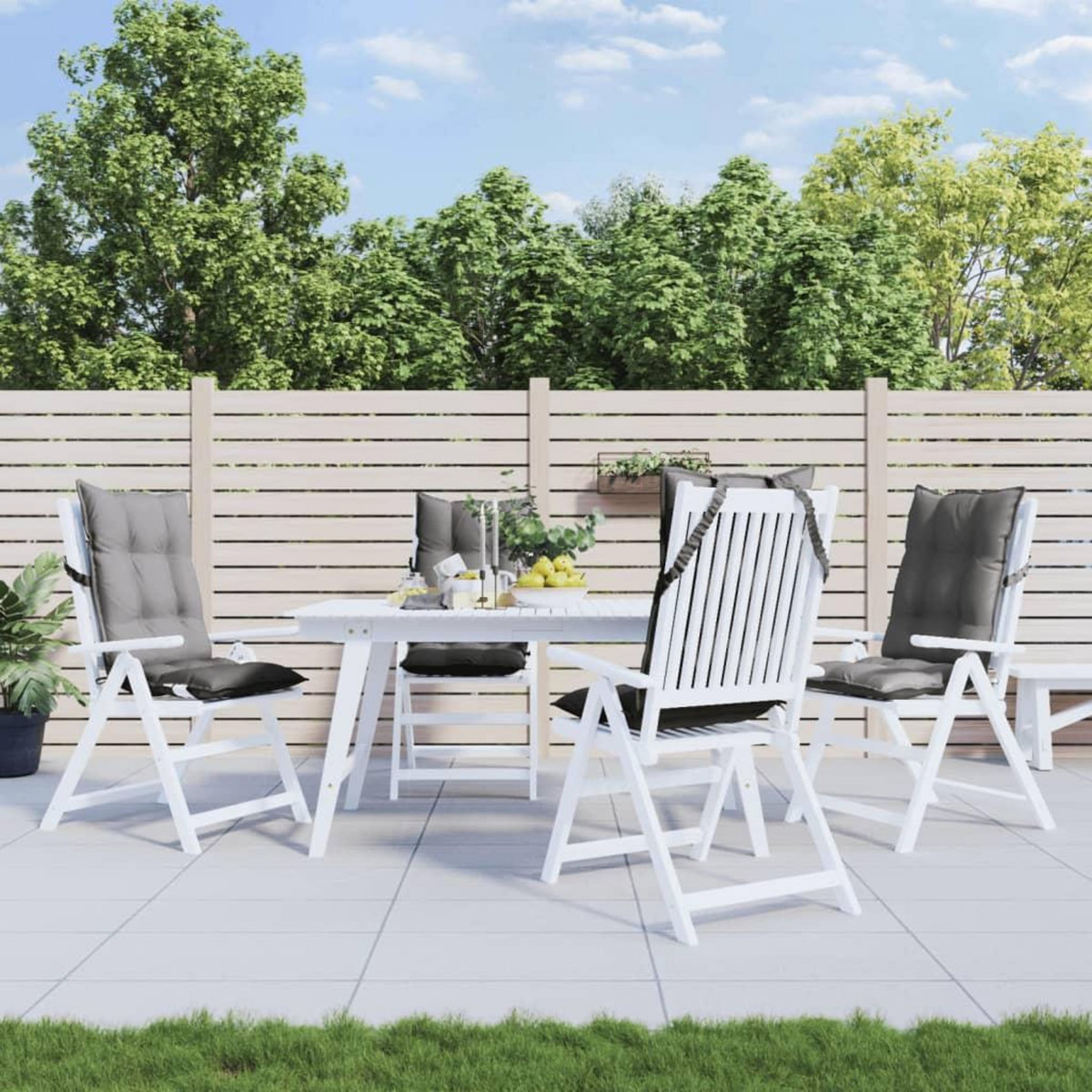 VIDAXL Coussins de chaise a dossier haut lot de 4 gris tissu oxford