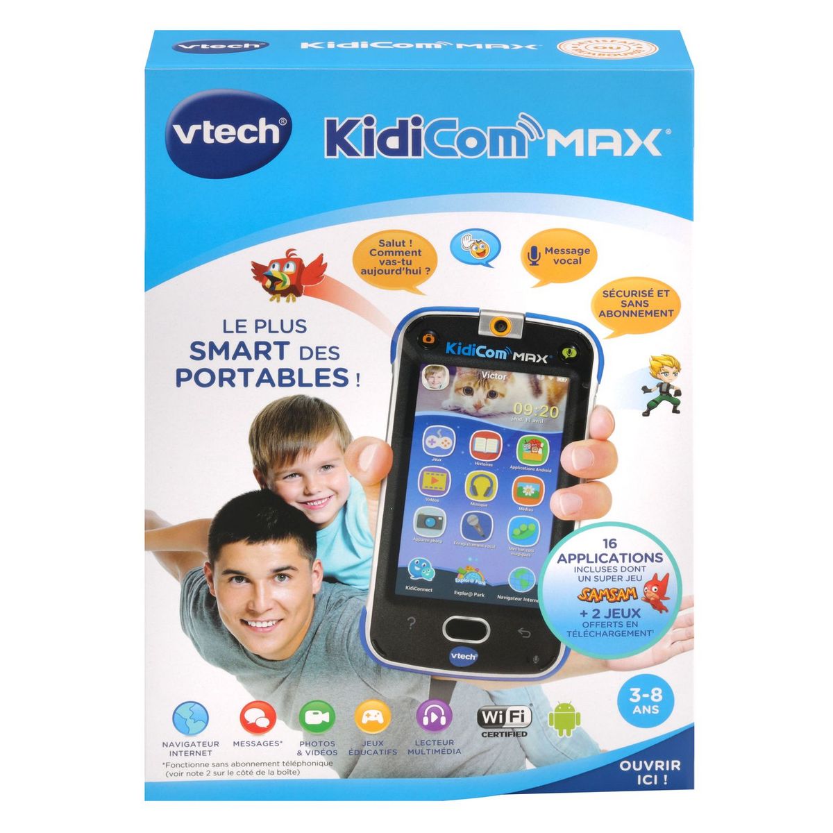 VTECH Téléphone Portable enfant - KidiCom Max Bleu