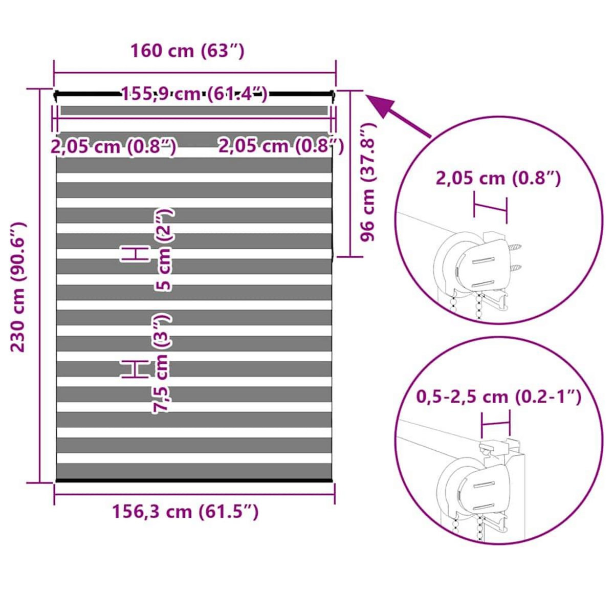 VIDAXL Store zebre marron sable largeur du tissu 155,9cm polyester