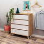 Voir la diapositive 5 : TOILINUX Commode 4 tiroirs Éthera en bois - Beige et blanc