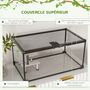 Voir la diapositive 6 : PAWHUT Terrarium en verre - vivarium reptiles & batraciens - habitat tortue - couvercle grillagé coulissant verrouillable - accessoires, thermomètre inclus - métal noir verre