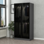 Voir la diapositive 4 : CONCEPT USINE Dressing anthracite avec étagère et penderies - 90 x 210 x 52 cm RIVOLI