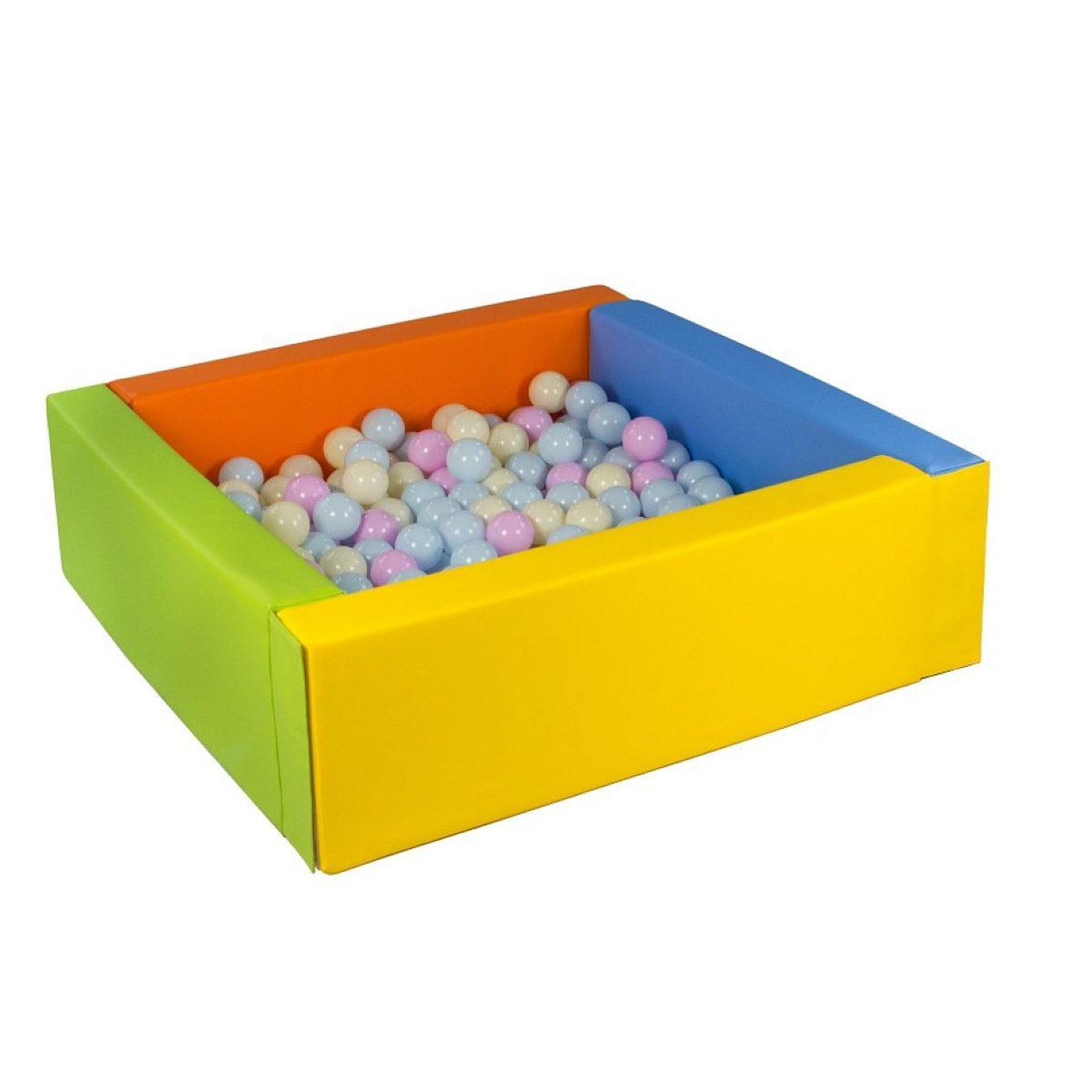 VELINDA Piscine à balles carrée 300 balles - rose bleu jaune pastel