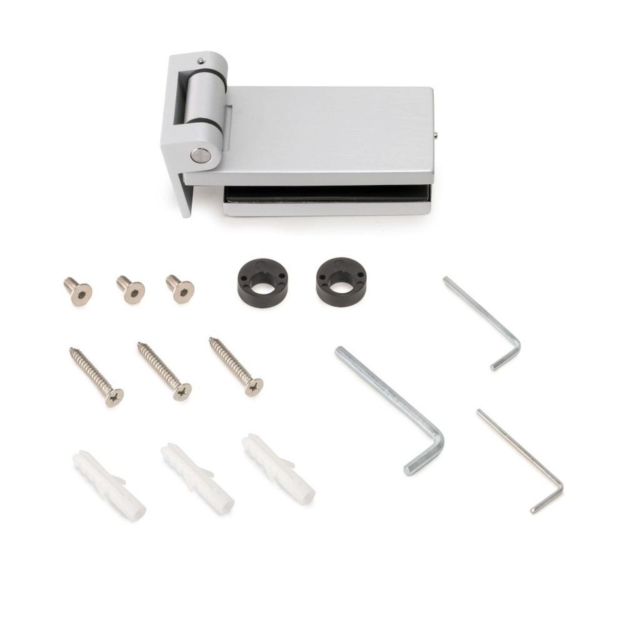 EMUCA SRL Charnière pour porte en verre avec garniture -  charnière horizontale avec embout de 40mm -  pour porte de 8-12mm -  aluminium et acier -  gris métallique