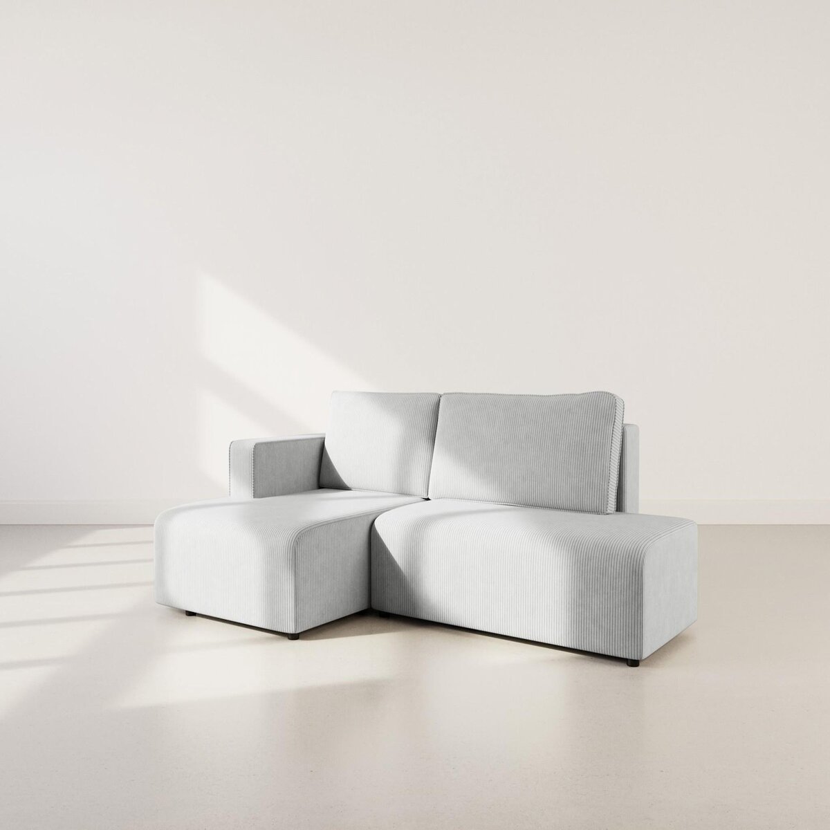 BEST MOBILIER Topaze - canapé d'angle gauche 4 places convertible avec coffre en velours côtelé