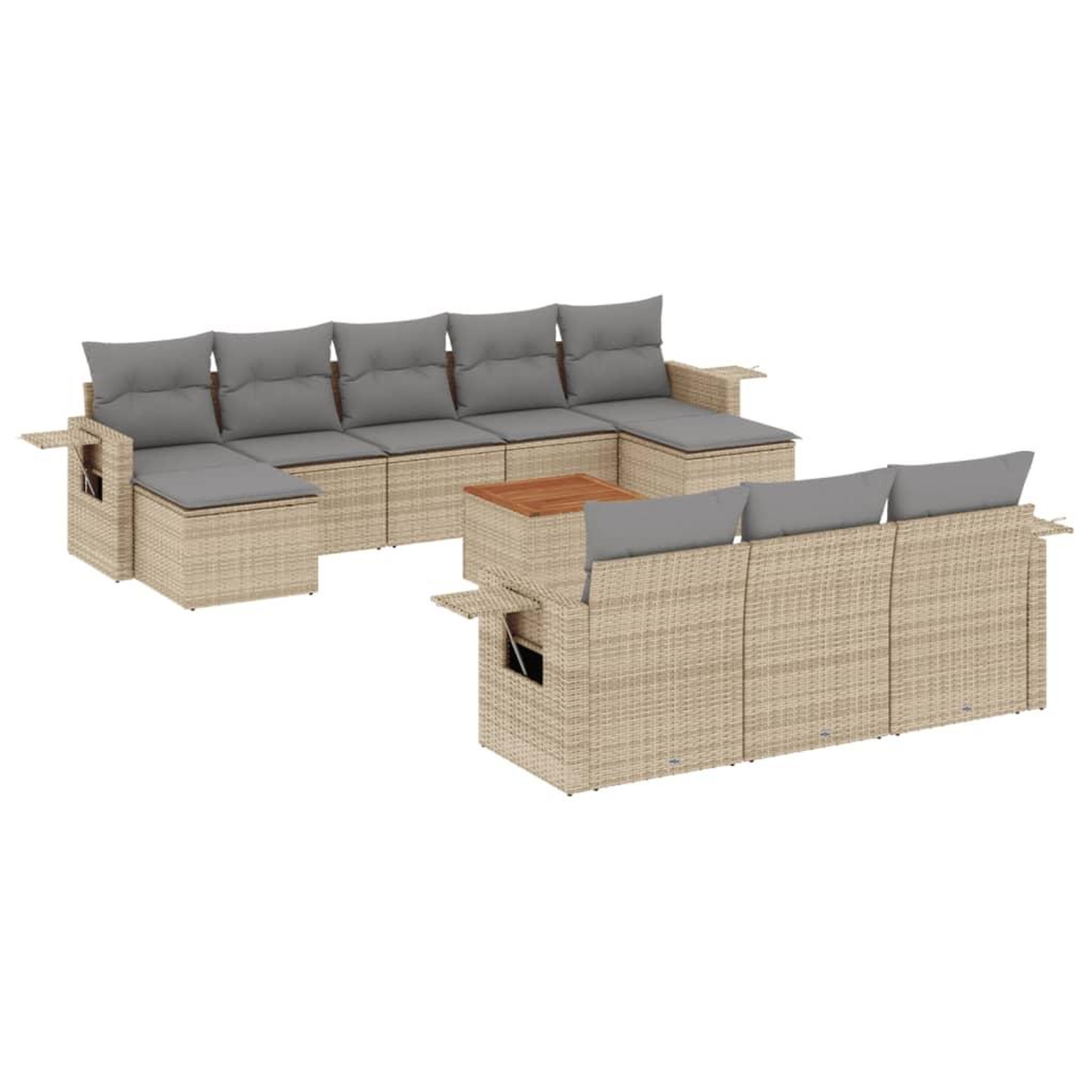 Voir la diapositive 2 : VIDAXL Salon de jardin 11 pcs avec coussins beige resine tressee