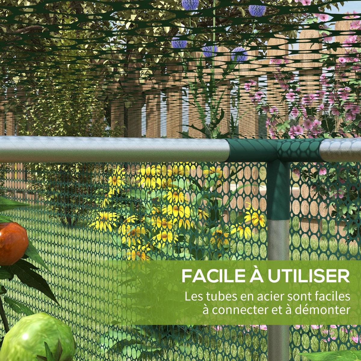 OUTSUNNY Serre de jardin serre à tomates filet protection porte HDPE vert