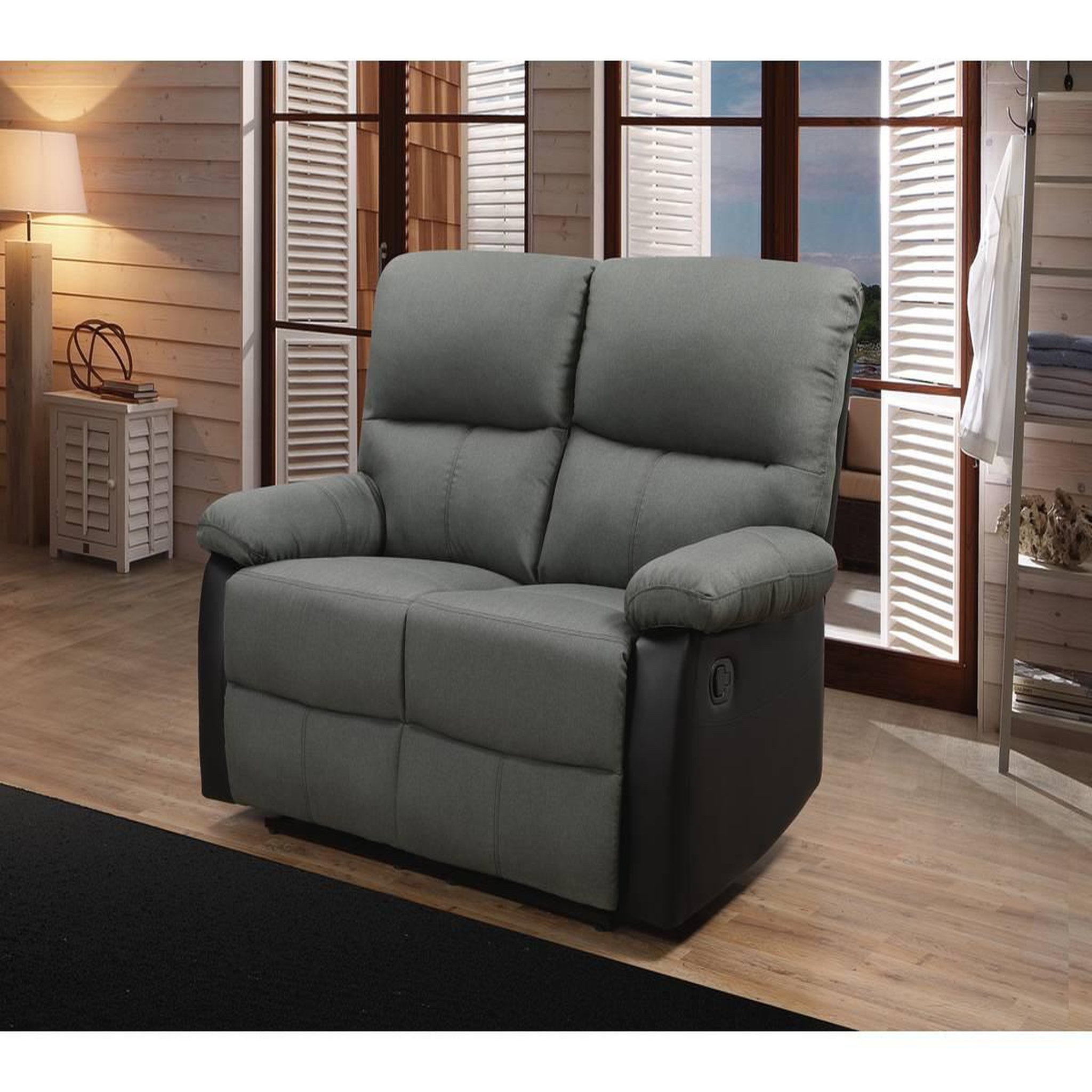 Voir la diapositive 2 : Habitat et Jardin Canapé relax  lincoln  - 147 x 89 x 103 cm - 2 places - noir / gris foncé