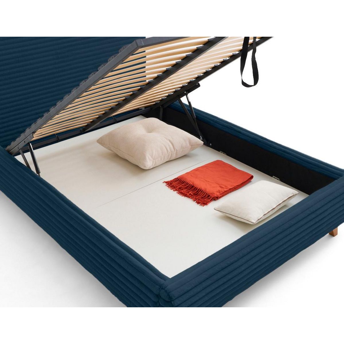 BEST MOBILIER Cristal - lit coffre - 140x200 - sommier inclus - fausse fourrure côtelée