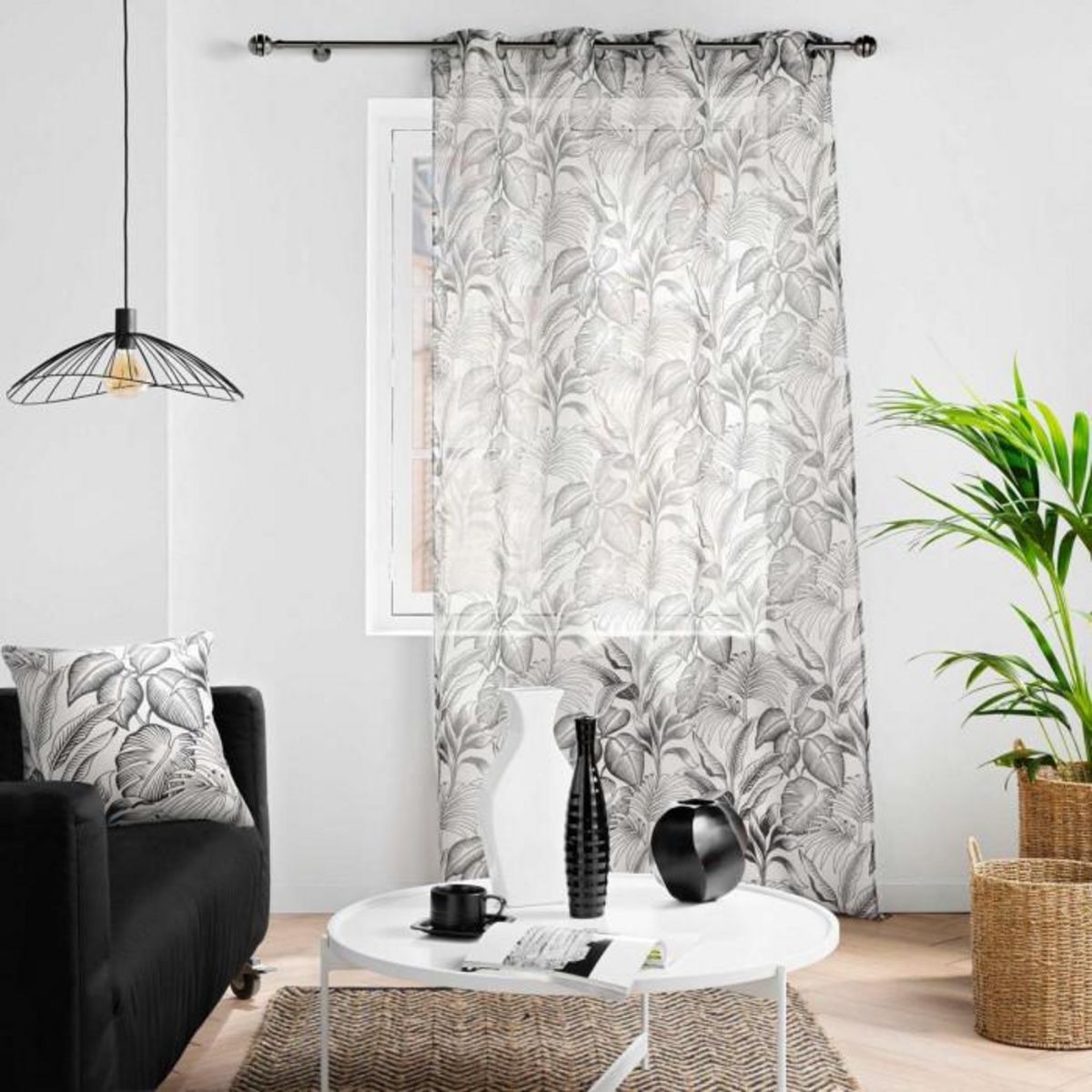 Paris Prix Rideau Voilage à Œillets Imprimé  Cabana  140x240cm Naturel