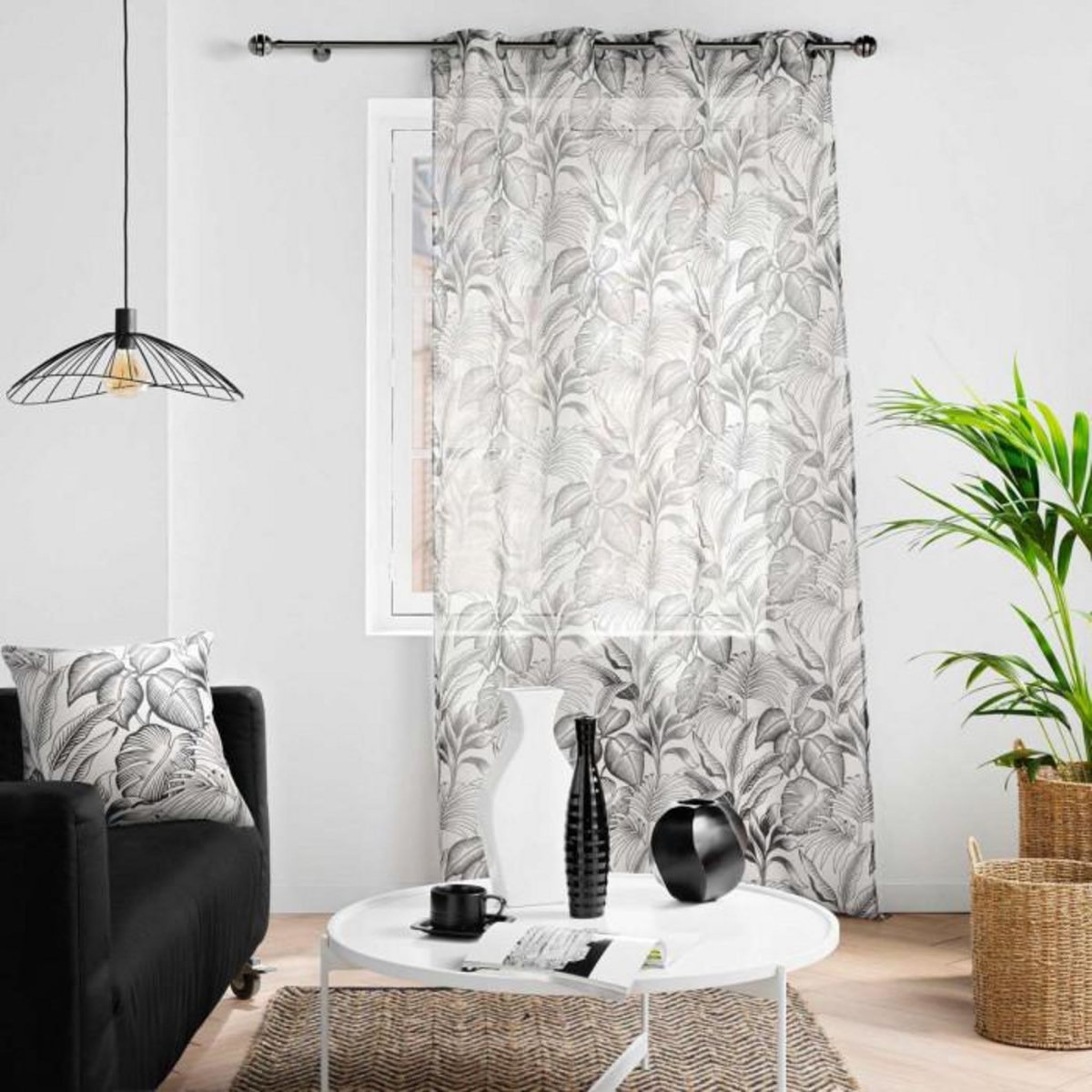 Paris Prix Rideau Voilage à Œillets Imprimé  Cabana  140x240cm Naturel