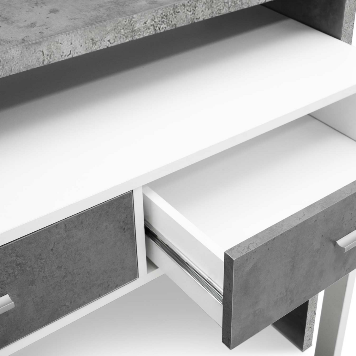 ID MARKET Bureau extensible MAX effet béton et blanc