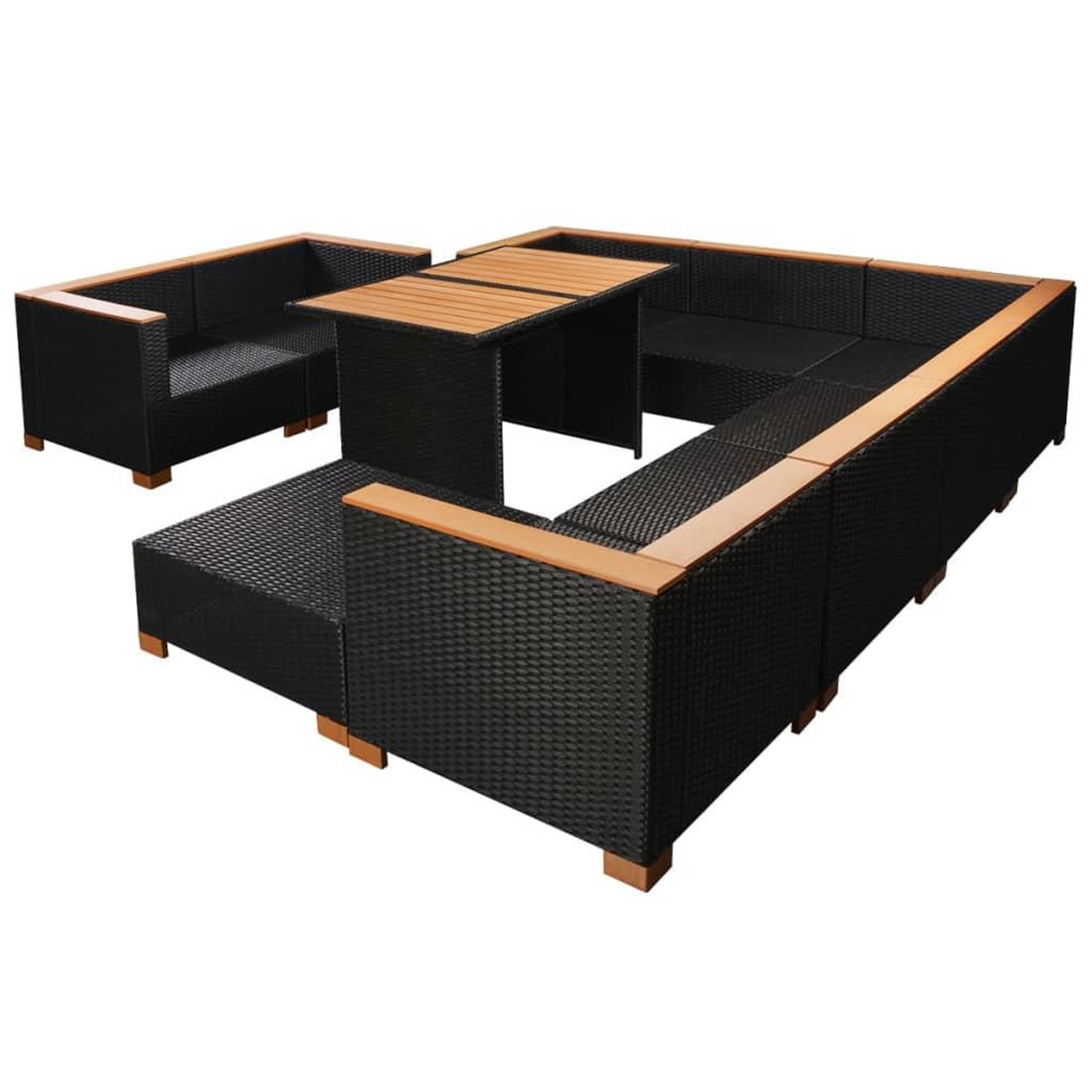 Voir la diapositive 4 : VIDAXL Salon de jardin 10 pcs avec coussins resine tressee noir