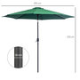 Voir la diapositive 3 : OUTSUNNY Parasol en métal rond polyester 180g/m² manivelle inclinable Ø 3 x 2,45 m vert