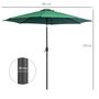 Voir la diapositive 3 : OUTSUNNY Parasol en métal rond polyester 180g/m² manivelle inclinable Ø 3 x 2,45 m vert